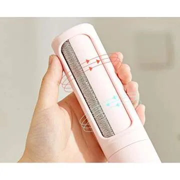 Pet Hair Remover Reusable Lint Brush Self Cleaning Lint Roller Brush Dog Cat Hair Removal Carpet Clothes No Refill Needed (White)