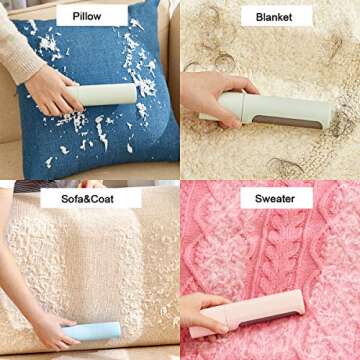Pet Hair Remover Reusable Lint Brush Self Cleaning Lint Roller Brush Dog Cat Hair Removal Carpet Clothes No Refill Needed (White)