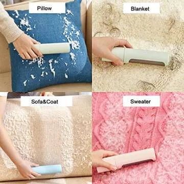 Pet Hair Remover Reusable Lint Brush Self Cleaning Lint Roller Brush Dog Cat Hair Removal Carpet Clothes No Refill Needed (White)