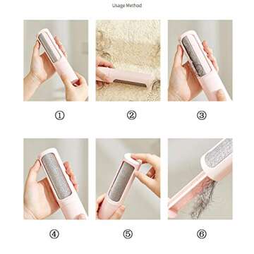 Pet Hair Remover Reusable Lint Brush Self Cleaning Lint Roller Brush Dog Cat Hair Removal Carpet Clothes No Refill Needed (White)