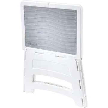 Rubbermaid Folding Step Stool, Lightweight with Slip Resistant Treads and Non-Slip Feet, White