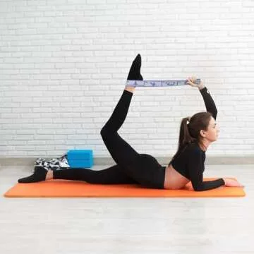 Aozora Stretch Bands for Exercise, Elastic Yoga Stretching Strap, Flex Strap 10 Loops for Physical Therapy, Pilates, Yoga, Dance & Gymnastics Exercise and Flexible Pilates Stretch Band (Purple)