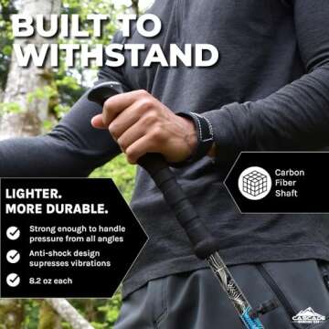 Cascade Mountain Tech Trekking Poles - Carbon Fiber Walking or Hiking Sticks with Quick Adjustable L...