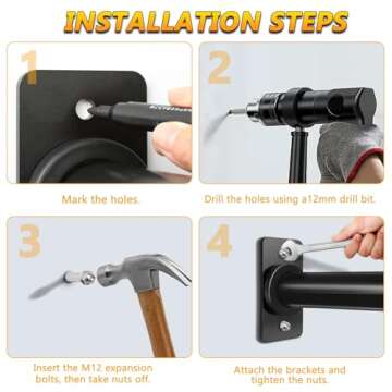 BRTGYM Wall Mounted Weight Plate Holder, Fit 2inch Olympic Weight Plates, Max Weight Capacity 275 lb, Heavy Iron Construction, Mounting Hardware Included