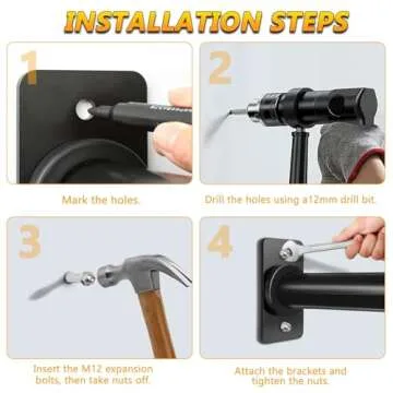 BRTGYM Wall Mounted Weight Plate Holder, Fit 2inch Olympic Weight Plates, Max Weight Capacity 275 lb, Heavy Iron Construction, Mounting Hardware Included