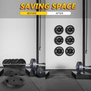 BRTGYM Wall Mounted Weight Plate Holder, Fit 2inch Olympic Weight Plates, Max Weight Capacity 275 lb, Heavy Iron Construction, Mounting Hardware Included