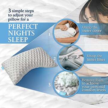 Side Sleep Pillow for Neck and Shoulder Pain Relief - Adjustable Memory Foam Bed Pillows for Sleepin...