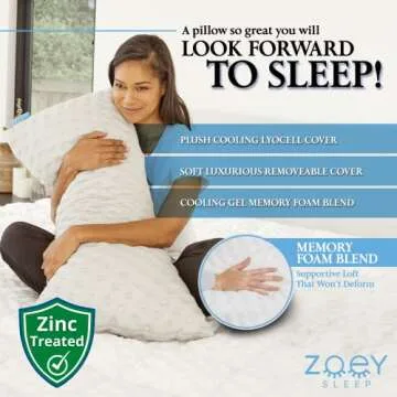 Side Sleep Pillow for Neck and Shoulder Pain Relief - Adjustable Memory Foam Bed Pillows for Sleeping - Plush Machine Washable Pillow Cover - Queen Size 19" x 29" (Queen, Grey)