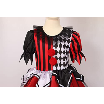 LMYOVE Girls Clown Costume for Kids Ideal for Halloween