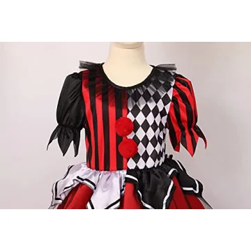 LMYOVE Girls Clown Costume for Kids Ideal for Halloween