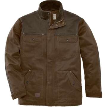 Legendary Whitetails Men's Standard Chore Coat Tough as Buck Collection, Flannel Lined Barn & Field Workwear Jacket, Rawhide, Small