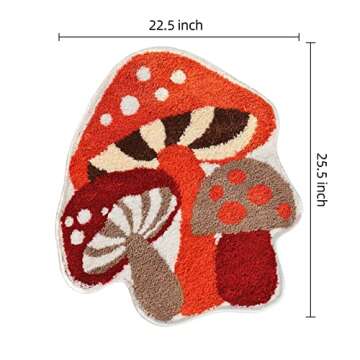 TRUEDAYS Bathroom Rugs Cute Bath Mat Non Slip Red Mushroom Bath Rug for Women Kids and Girls Strong Absorbent Soft Washable Bath Mat Rug for Tub Shower and Bathroom