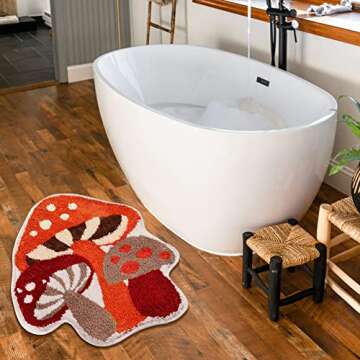 TRUEDAYS Bathroom Rugs Cute Bath Mat Non Slip Red Mushroom Bath Rug for Women Kids and Girls Strong Absorbent Soft Washable Bath Mat Rug for Tub Shower and Bathroom