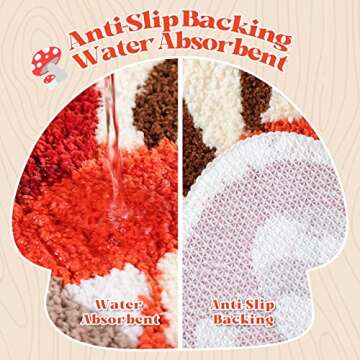 TRUEDAYS Bathroom Rugs Cute Bath Mat Non Slip Red Mushroom Bath Rug for Women Kids and Girls Strong Absorbent Soft Washable Bath Mat Rug for Tub Shower and Bathroom