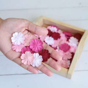 RATREE 888 100 Pcs Patch Gardenia Flowers 30x30mm Mulberry Paper Flowers Scrapbooking Wedding DIY Cr...