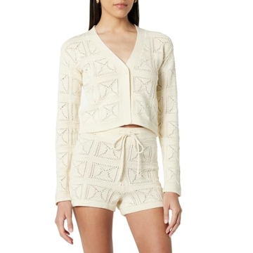Stylish Lee Crochet Cardigan Open Front Birch