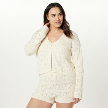 Stylish Lee Crochet Cardigan Open Front Birch