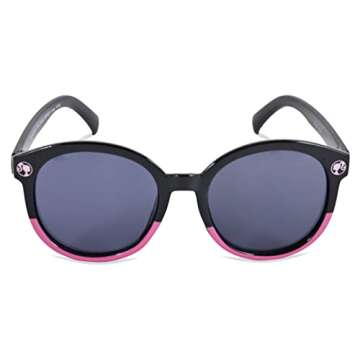 Barbie Girl's Cat Eye Sunglasses and Handled Hard Case Set (Pink-White-Black)
