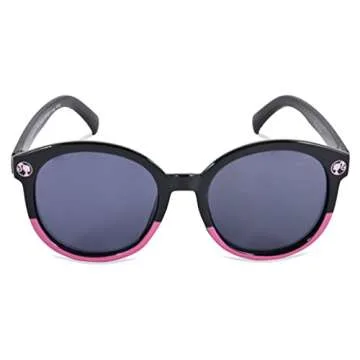 Barbie Girl's Cat Eye Sunglasses and Handled Hard Case Set (Pink-White-Black)