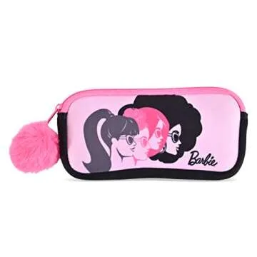Barbie Girl's Cat Eye Sunglasses and Handled Hard Case Set (Pink-White-Black)