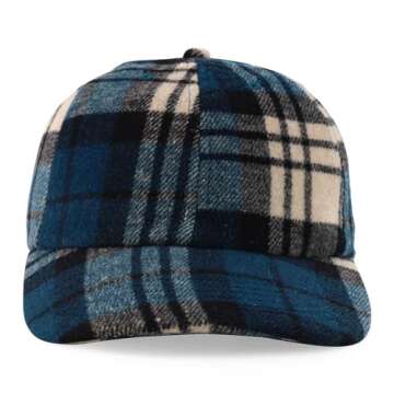 Trendy Apparel Shop Plaid Checker Wool Blend Unstructured Baseball Cap - Teal Black Watch
