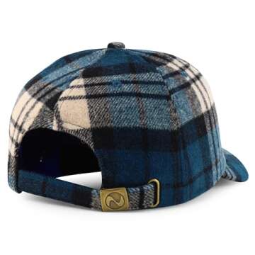 Trendy Apparel Shop Plaid Checker Wool Blend Unstructured Baseball Cap - Teal Black Watch