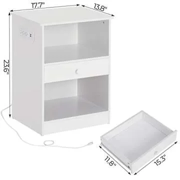 EPHEX Set of 2 Nightstands with Charging Station and USB Ports