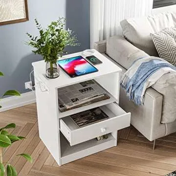 EPHEX Set of 2 Nightstands with Charging Station and USB Ports