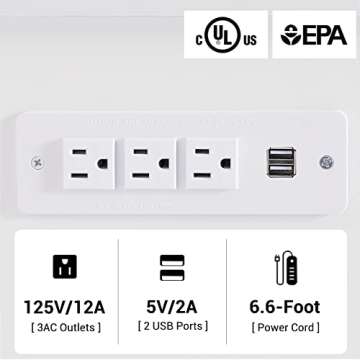 EPHEX Set of 2 Nightstand with Charging Station and Drawer, End Side Table with USB Ports & Power Outlet, Bedside Table Storage Cabinet with 2 Open Drawers for Bedroom, White