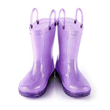 HugRain Toddler Girls Light Up Waterproof Rain Boots