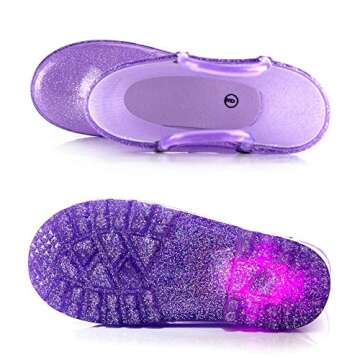 HugRain Toddler Girls Light Up Waterproof Rain Boots