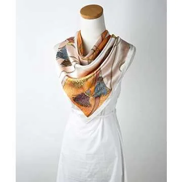 corciova 35 x 35 Orange Belt Spike Women Silk Like Square Hair Scarf Wrap Headscarf Headband Tie Sleeping at Night Fashion