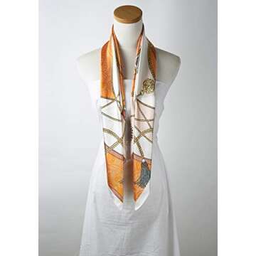 corciova 35 x 35 Orange Belt Spike Women Silk Like Square Hair Scarf Wrap Headscarf Headband Tie Sleeping at Night Fashion