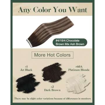Ugeat 22 inch Tape in Real Human Hair Extensions Brown Balayage Hair Extensions Tape in Dark Brown Highlights Ash Brown Ombre Skin Weft Human Hair Tape in Hair Extensions 20Pcs 50G