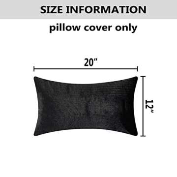 Home Brilliant Rectangle Throw Pillow Cover Faux Fur Suede Accent Decorative Winter Decorations Throw Pillows Oblong Cushion Cover for Bed, 12x20 Inch, Black