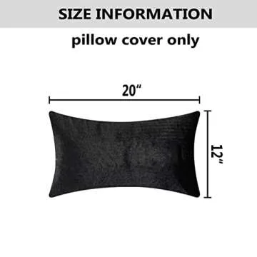 Luxurious Faux Rabbit Fur Pillow Cover,  12x20 Black