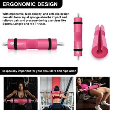 NEALFIT Barbell Pad —Squat Bar Pad—Great for Weightlifting,Lunges and Hip Thrusts—Foam Sponge Pad—Fit Standard and Olympic Bars Perfectly