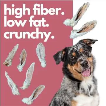 Ancestral Hunter Dehydrated Rabbit Ears for Dogs & Cats - Rabbit Ear Dog Treats - Whole Rabbit Ears with Fur for Dogs - Rawhide Alternative - Pack of 6 Furry Rabbit Ears for Dogs