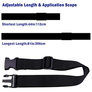 Luggage Straps,Luggage Connector, Straps for Suitcase， Heavy Duty Adjustable Suitcase Belt Travel Attachment Travel Accessories for Connecting Your Luggage (Black)