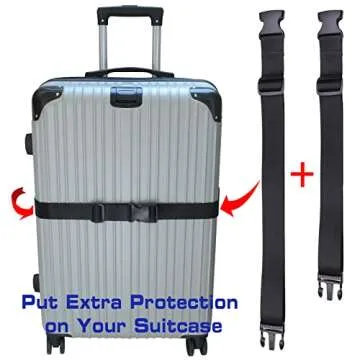 Luggage Straps,Luggage Connector, Straps for Suitcase， Heavy Duty Adjustable Suitcase Belt Travel Attachment Travel Accessories for Connecting Your Luggage (Black)