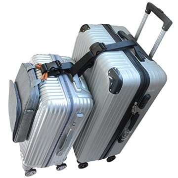 Luggage Straps,Luggage Connector, Straps for Suitcase， Heavy Duty Adjustable Suitcase Belt Travel Attachment Travel Accessories for Connecting Your Luggage (Black)