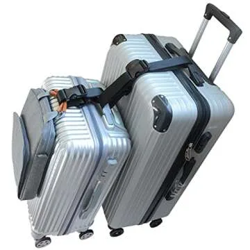 Luggage Straps,Luggage Connector, Straps for Suitcase， Heavy Duty Adjustable Suitcase Belt Travel Attachment Travel Accessories for Connecting Your Luggage (Black)