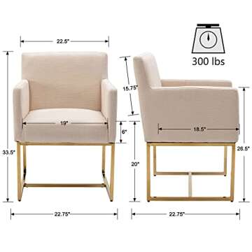 Stylish VESCASA Linen Dining Chairs Set of 4 with Arms