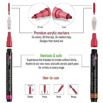 54 Colors Multi-Surface Acrylic Paint Pens for All