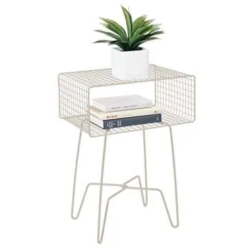 mDesign Modern Side Table with Storage - Perfect for Any Space