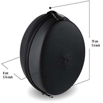 iJoy Hard Headphone Travel Case for Foldable Rechargeable Wireless iJoy Headphones- Portable, Universal Hard EVA Shell Storage Bag with Zipper for Carrying On and Over Ear Studio Headsets- Black