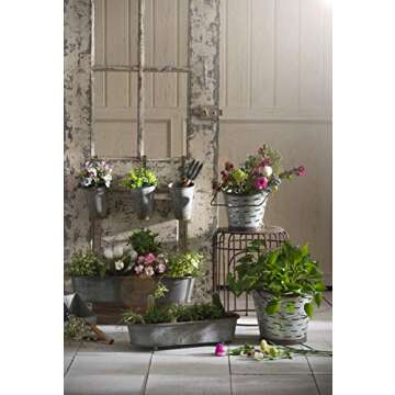 Charming Distressed Metal Olive Buckets with Handles Set