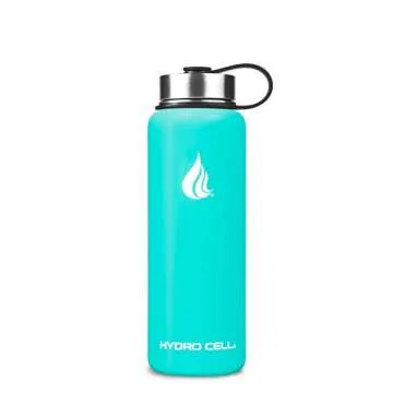 HYDRO CELL Stainless Steel Insulated Water Bottle with Straw - For Cold & Hot Drinks - Metal Vacuum Flask with Screw Cap and Modern Leakproof Sport Thermos for Kids & Adults (Teal 40oz)