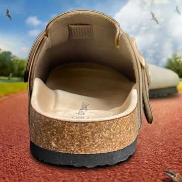 BULLIANT Comfort Clogs Slippers Sandals Nurse Work Shoes Unisex for Men Women with Cushioned Cork-Footbed(Camel-8 Women/6 Men)