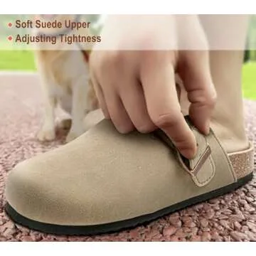 BULLIANT Comfort Clogs Slippers Sandals Nurse Work Shoes Unisex for Men Women with Cushioned Cork-Footbed(Camel-8 Women/6 Men)
